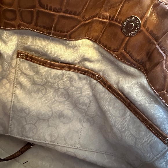 Michael Kors Hamilton Whipped Tiger Animal Print Canvas Brown Tote - Picture 5 of 6